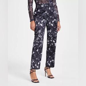 Bar III Women's Printed High-Rise Shine Cargo Pants Size Large Grey Black White
